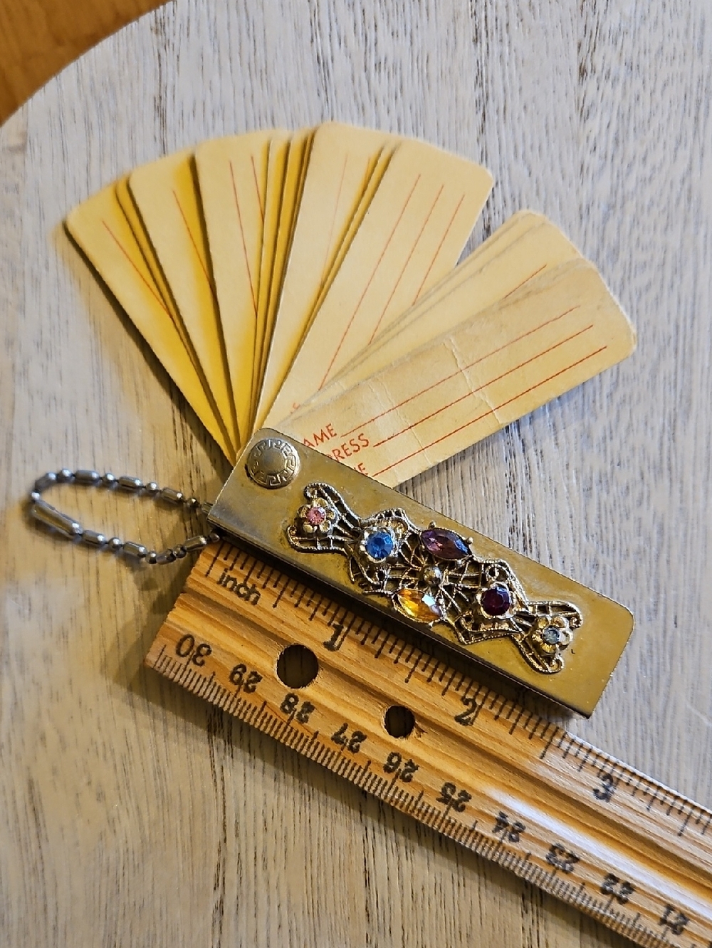 •Vintage miniature address book keychain gold tone rhinestone embellished - Picture 6 of 7